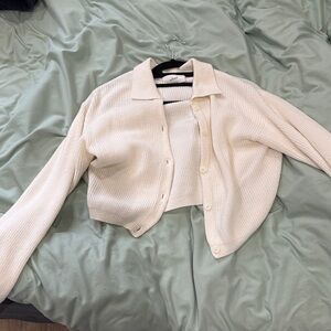 Wilfred Cream Ribbed Cardigan and Top Set